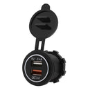 DC 12-24V Waterproof Dual USB Port Charger Quick Charge 3.0 LED Red
