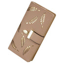 Fashion Women's Leaf Wallet Long Leather Card Holder Purse Zipper Buckle El