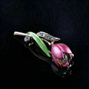Delicate Women Tulip Pin Flower Diamond Crystal Brooch Gift Party JewelryPi J1H9