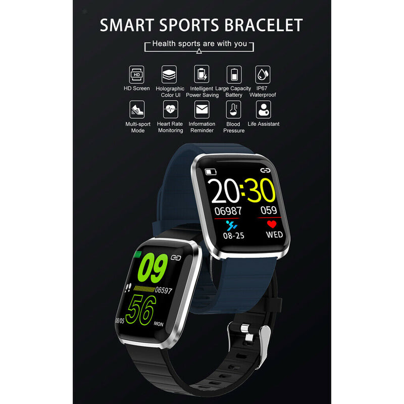 1.3inch Screen Smart Watch Blood Pressure Waterproof Fitness Tracker Blue