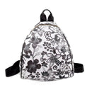 Summer Women PU Leather Floral Printed Backpack School Travel Bag(Black)