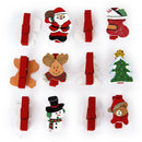 12x Wooden Pegs Clips Tree Card Holder Craft Clothespin Christmas Supplies
