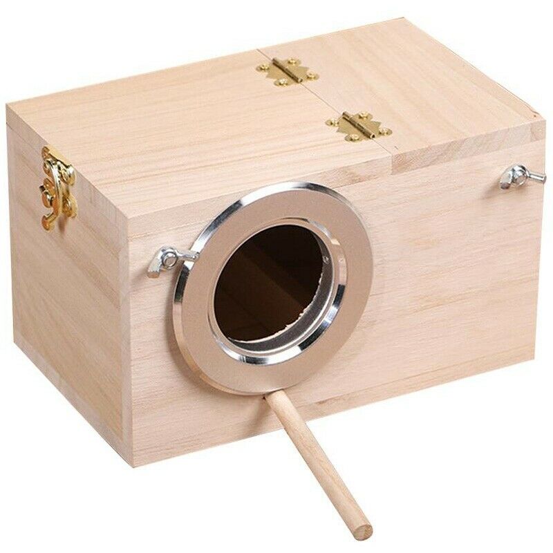 Solid Wooden Bird Feeder Budgerigar Parrot Breeding Box Bird Nest Cage Incu