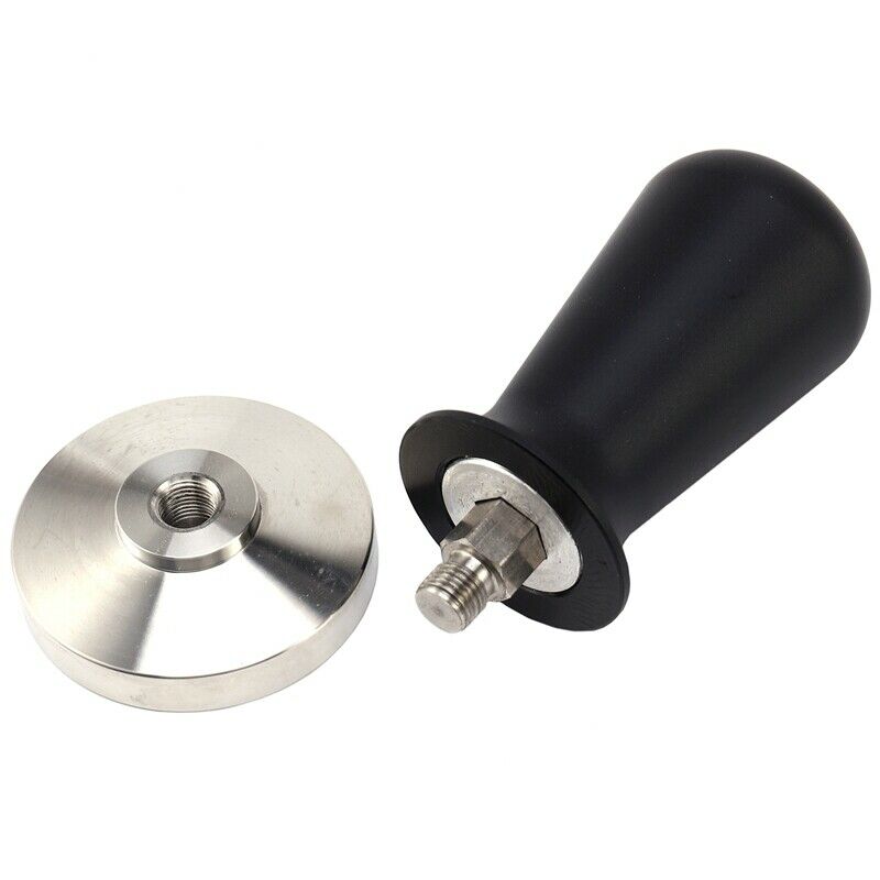 51mm Black Espresso Tamper with Stainless Steel Calibration Barista Flat Co P3G4