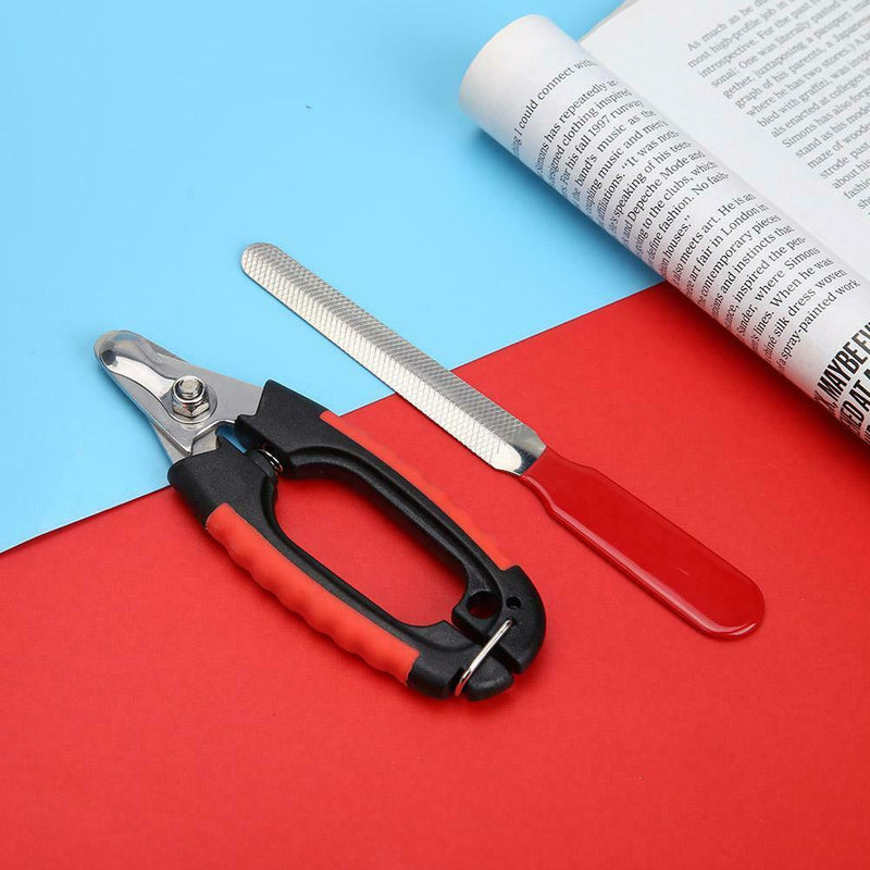 Stainless Steel Pet Nail Clipper Dog Cat Beauty Scissors Nail File (Red S) A
