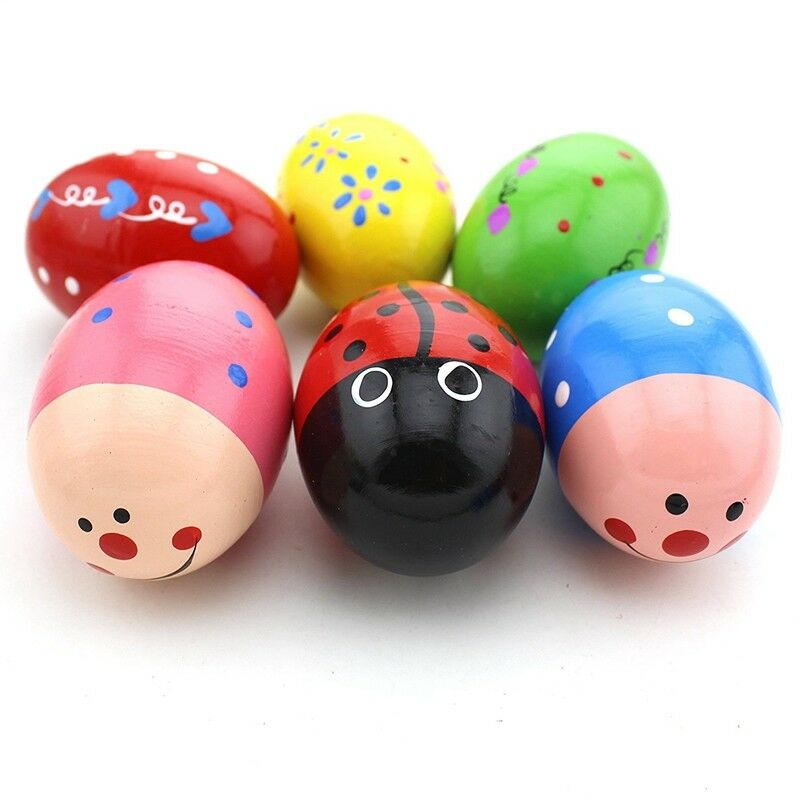 Set of 6 Wooden Percussion Musical Egg Maracas Egg Shakers for Children Z6O6