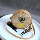 Round Women Straw Bags Leaves Rattan Woven Beach Shoulder Bags Ladies Cossb F2N4