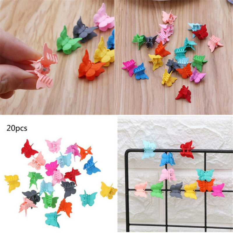 20PCS Mini Hair Claws Multi Colors Hair Clips Butterfly Shape Hair Clamps New