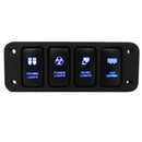 12V 4-Button Blue LED On/Off Rocker Switch Panel w/ 150mm Cable for Toyata A