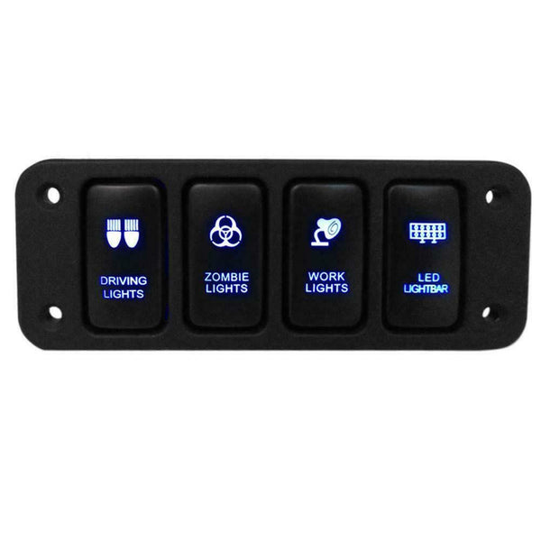 12V 4-Button Blue LED On/Off Rocker Switch Panel w/ 150mm Cable for Toyata A#S