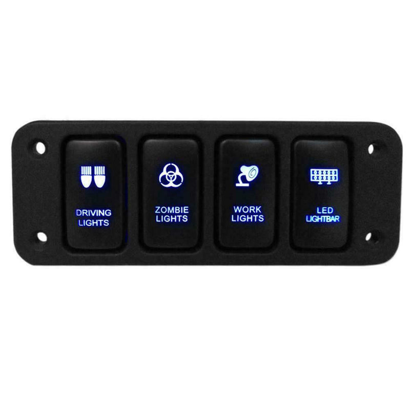12V 4-Button Blue LED On/Off Rocker Switch Panel w/ 150mm Cable for Toyata A