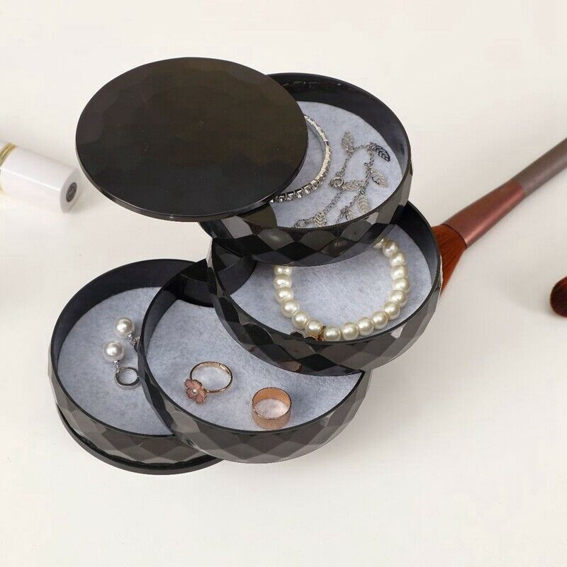 4-Tier Round Cosmetic Organizer Jewelry Storage Rotating Box Multi-Layer 36 W4O1