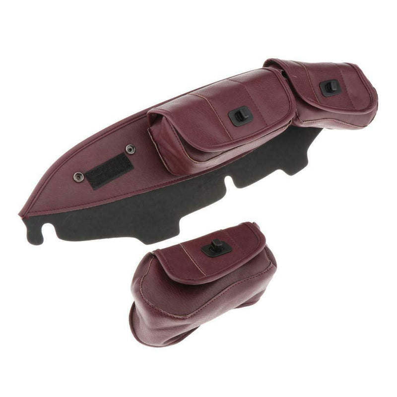 Red PU Leather Motorcycle Windshield Bag Saddle Three 3 Pouch  Fairing Bag