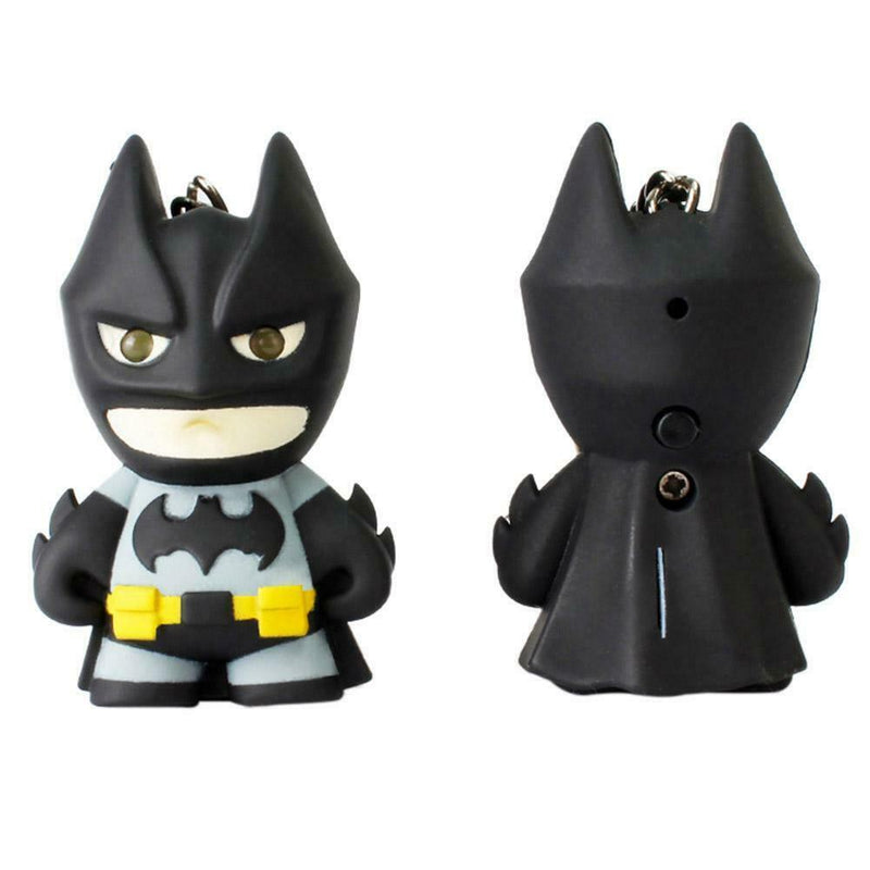 Superhero Batman Design LED Keychain Flashlight Sound Pendant Key Ring Gift
