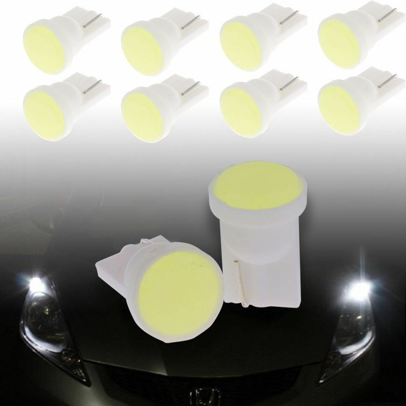 10x 12V Car Super Bright White 1 LED COB SMD T10 W5W Wedge Side Light Bulb Lamp