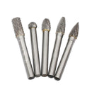 5pcs/set Tungsten Carbide Rotary File Burr Rasp Drill Grinding Wood Grinder