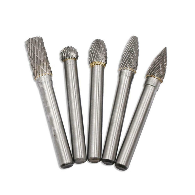 5pcs/set Tungsten Carbide Rotary File Burr Rasp Drill Grinding Wood Grinder