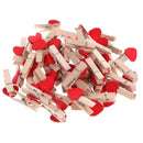 50pcs Mini Red Love Heart Wooden Clip Long Photos Peg Memo Clips Ornaments