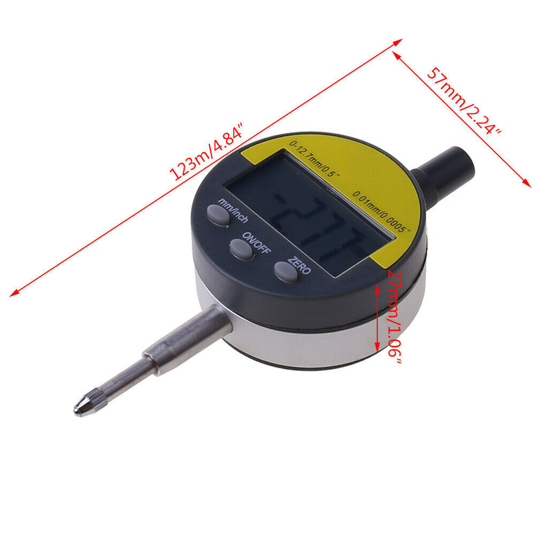 Digital Dial Indicator 0-12.7mm/0.5" Gauge Range 0.01mm/0.0005" Precision Tools