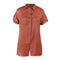 Summer Short Sleeve Jumpsuit Linen Button Playsuit Women Solid V-Neck Casua H9M5