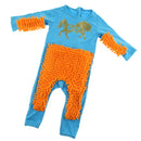 Baby Long Sleeve Crawling Mop Jumpsuit Romper One Piece Blue+Orange 90cm