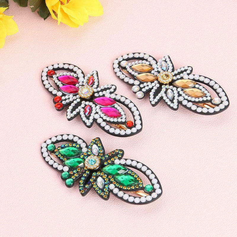 3pcs Girls DIY Diamond Hair Clip Butterfly Hollow Hairpin Elegant Barrettes
