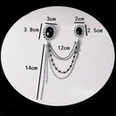 Men's Luxury Fashion Royal Black Tassels Gem Brooch Pin Lapel Party Corsage