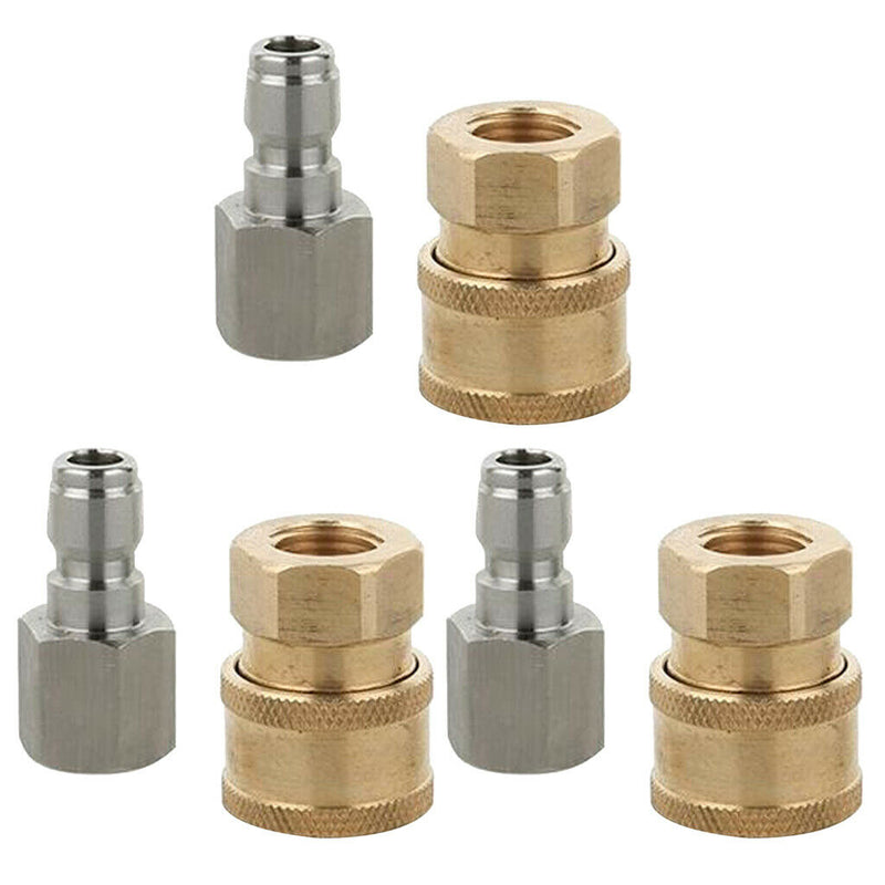 6Pcs Pressure Washer Hose Connector 1/4" G Quick Coupler Male & Female