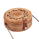 Woven Rattan Bag Round Straw Shoulder Bag Small Beach Handbags Women Summer E4D1