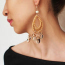 Bohemia Straw Rattan Knit Shell Drop Dangle Earrings For Women Fashion Big