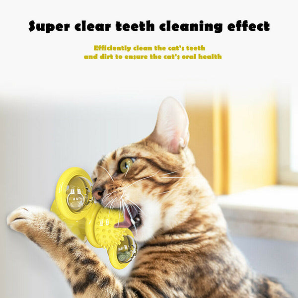 Cats Puzzle Turntable Windmill Ball Interactive Toys Pet Supplies (Yellow) A#S