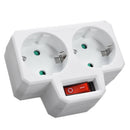 German/EU Plug Conversion Socket 1 to 2 Way Power Adapter w/Outlet Switch