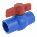 32mm x 32mm Slip Full Port Red Handle Lever U-PVC Ball Valve Blue