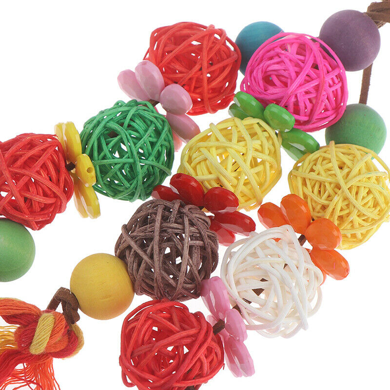 Cage Budgie Colorful Standing Rattan Swing Bird Bite Playing Pet Parrot Chew  BX