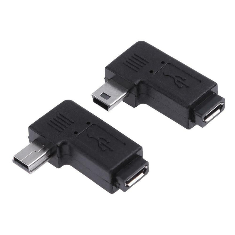 2pcs 90 Degree Micro USB Female to Mini USB Male Adapter Connector