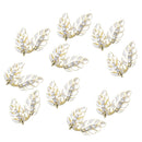 10 Lot Rhinestone Diamante Alloy Leaf Embellishments Buttons Flat Back Decor