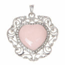 Heart Rose Quartz Pendant Bead Charm for Necklace Fashion