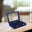 24 grid Display Box Jewelry Storage Glass Bracelet Watch pillow Buckle Blue