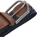 Men Casual Canvas Belt Elastic Rubber Concise Belt Metal Buckle Belt Blue w I4R4