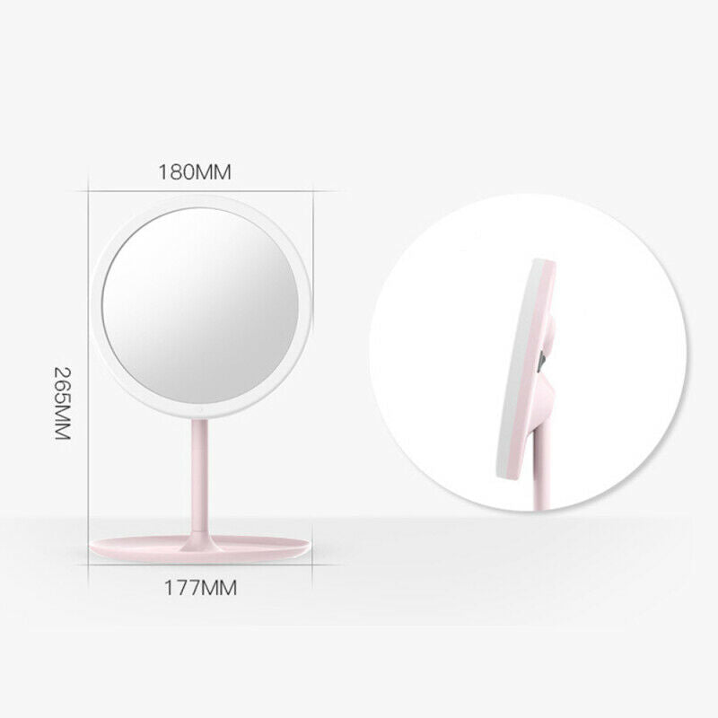 Folding Mirror LED Lighting Make Up Mirror USB Rechargeable With Storage Pink