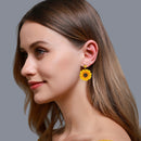 Exaggerated Sunflower Ear Dangle Korean Women Studs Earrings Jewelry Gift