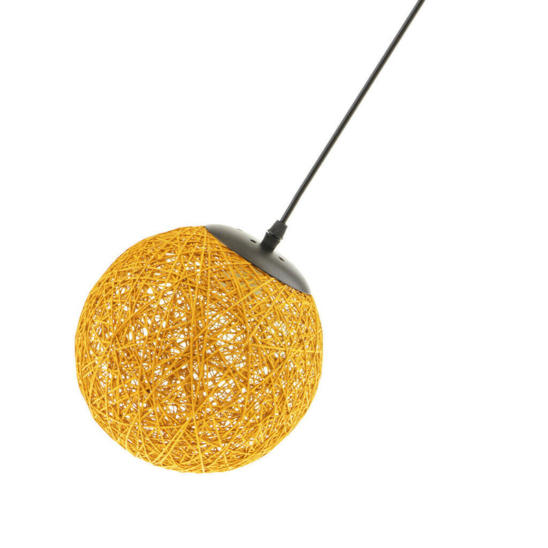 2 Pcs Dia.20cm Rattan Wicker Woven Ball Globe Shape Pendant Lampshade Hanging