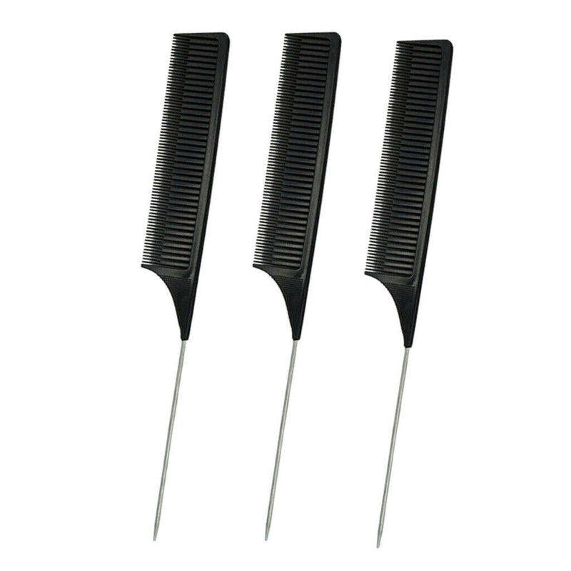 3x Black ABS Sectioning Weaving Highlighting Foiling Hair Comb Styling Combs