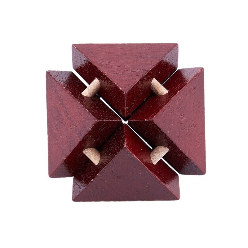 Wooden Triple-cornered Lock Smooth and Slick Lock Logic Puzzle Burr Puzzles I7C8