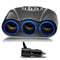 Unique Cigarette Lighter Socket Splitter 12V 3 USB Charger Power Adapter Car OF