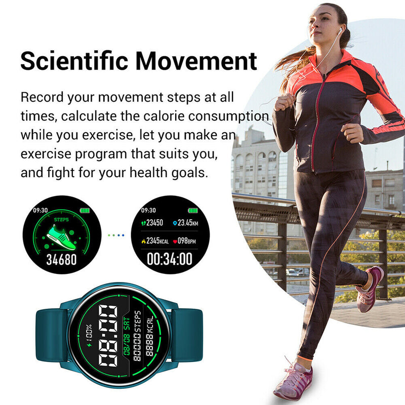1.3 inch Touch Smart Watch Heart Rate Monitor Step Fitness Tracker (Green)