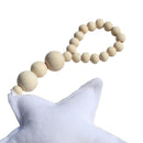 Wooden Beaded White Star Hanging Ornament for Home Wedding DIY Decor