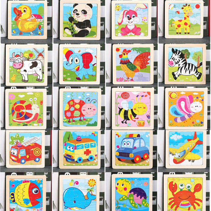 Wooden Animal Puzzle Baby Toldder Preschool Kids Early Education Toys