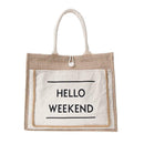 Women Linen Tote Casual Shoulder Bags Fashion Lady Print Handbags (White L) A