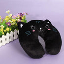 Multi-Color Cartoon U Shaped Travel Pillow Neck Support Head(Black)